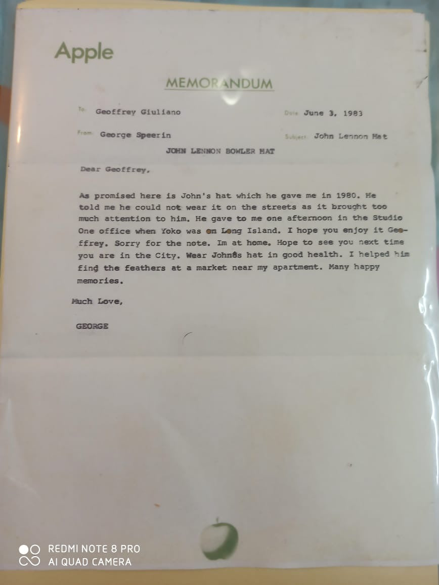 John Lennon Worn and Owned Bowler Hat