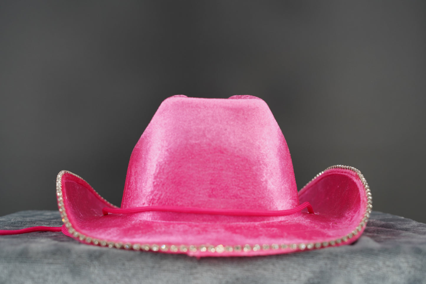 Chappell Roan's Pink Velvet Cowboy Hat with Diamante Heart & Trim