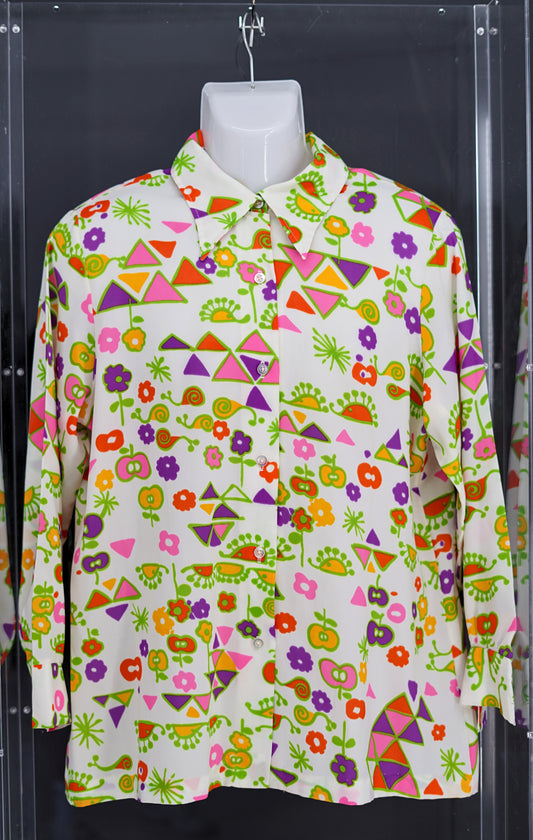 Jimi Hendrick's Colourful Pattern Collared Shirt