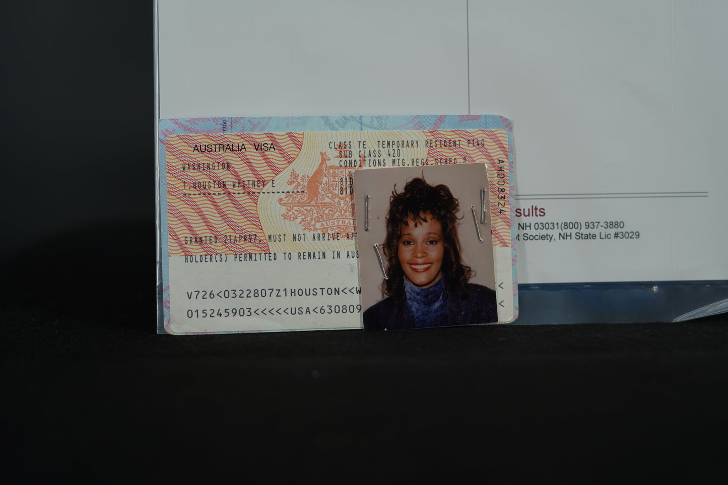 Whitney Houston Australian Visa, March 1997