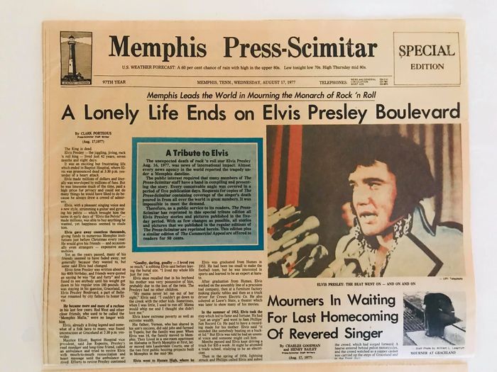 Elvis Original Death Newspapers from 1977