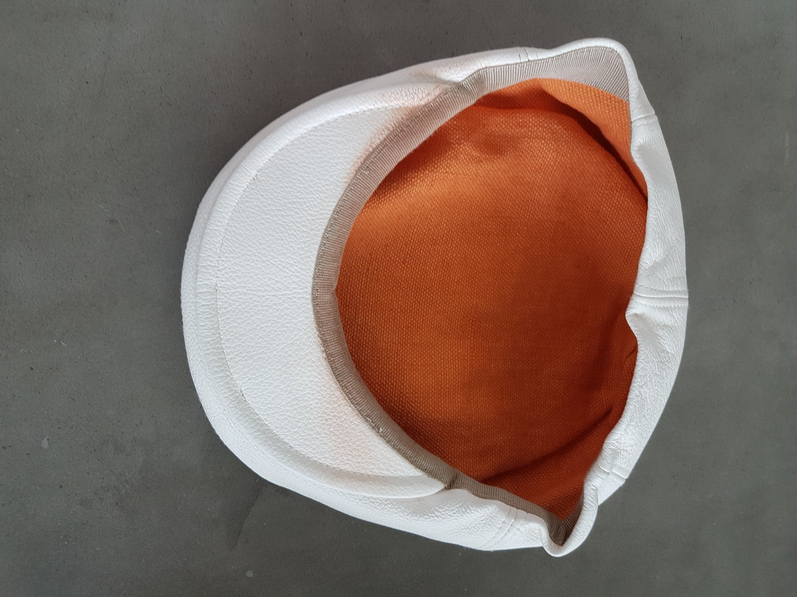 Mary J Blige Used and Worn White Leather Barney's Newsboy Cap