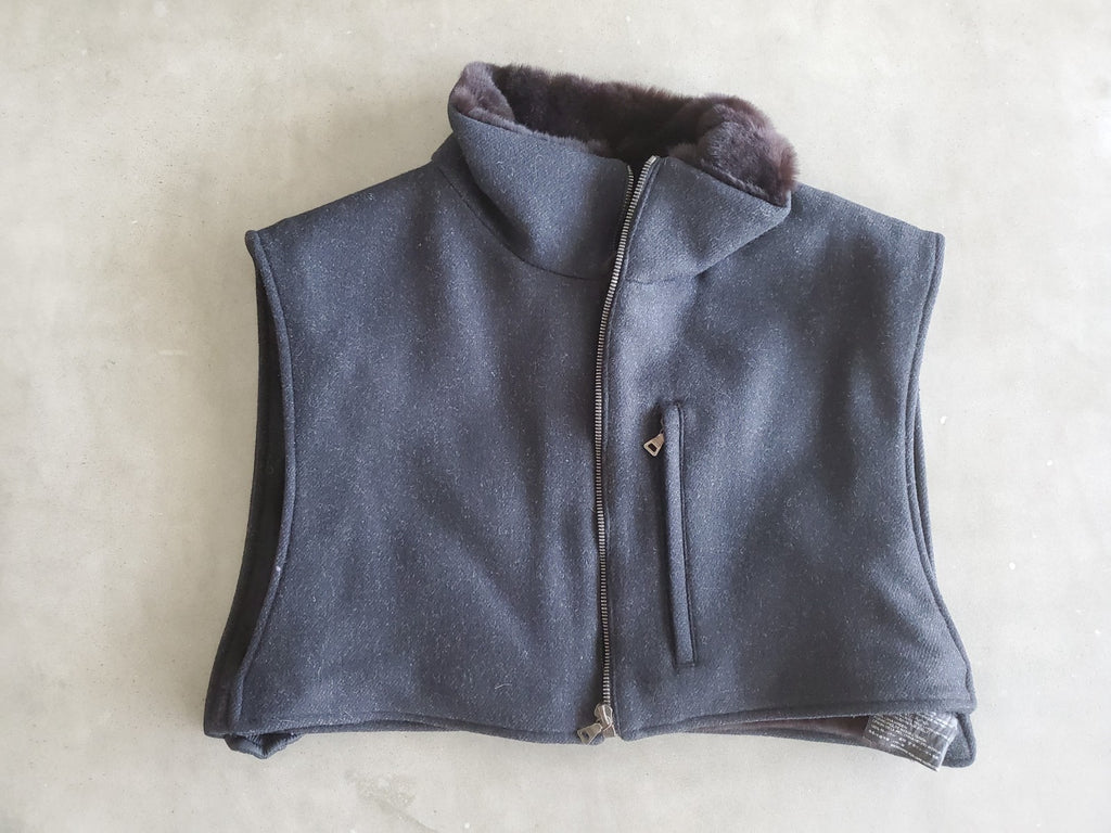 Kim Kardashian West Worn PRADA Black Virgin Wool/Weasel Fur Cropped Vest