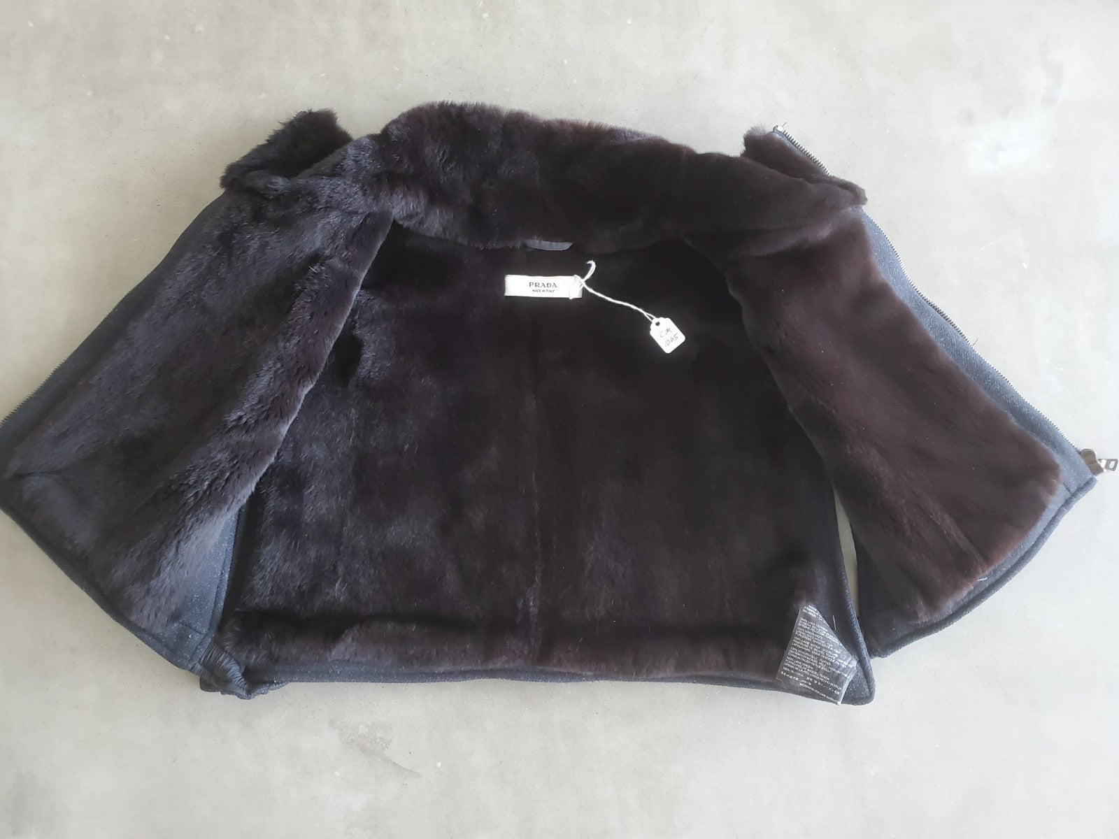 Kim Kardashian West Worn PRADA Black Virgin Wool/Weasel Fur Cropped Vest