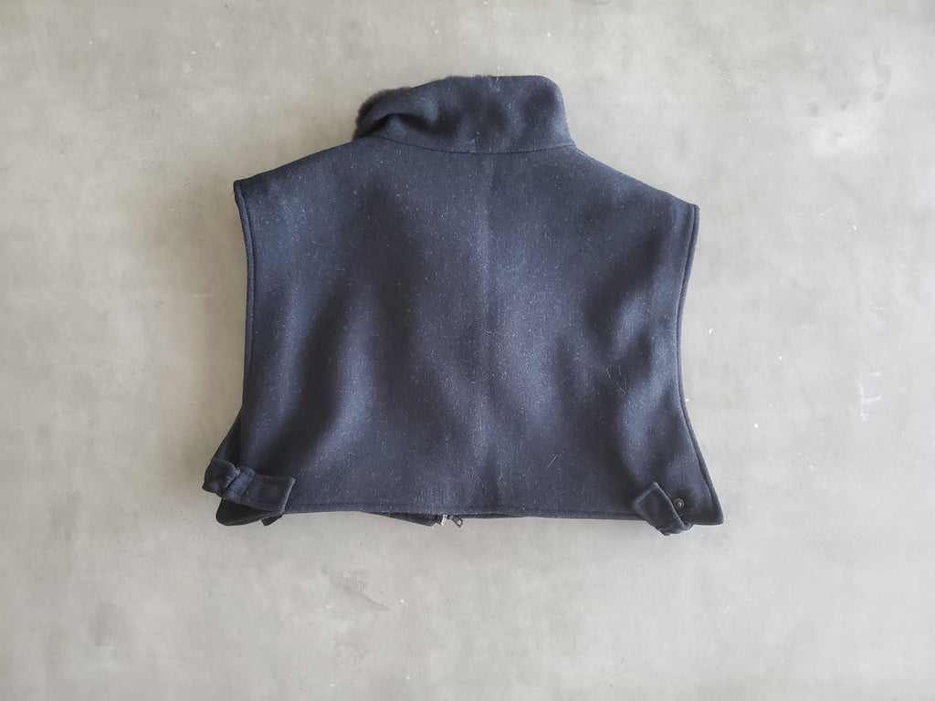 Kim Kardashian West Worn PRADA Black Virgin Wool/Weasel Fur Cropped Vest