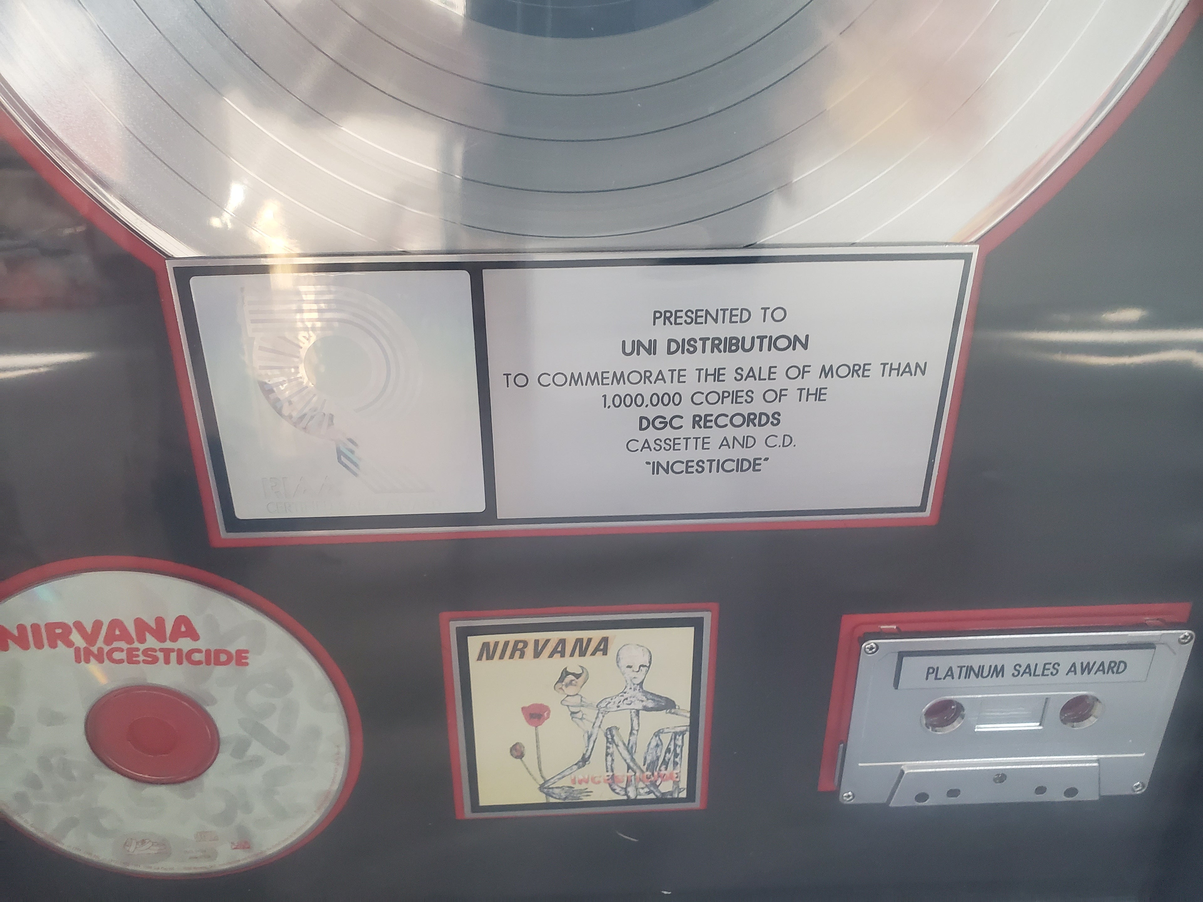 Nirvana "Platinum" Record Award