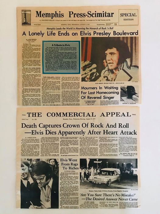 Elvis Original Death Newspapers from 1977