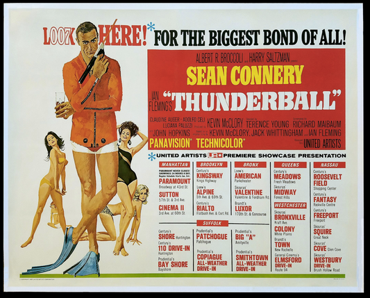 THUNDERBALL 1965 JAMES BOND  US Subway 2sh Two Sheet Original Movie Poster