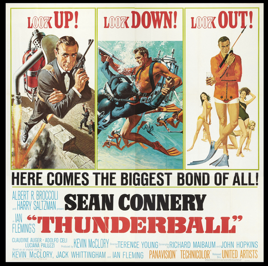 THUNDERBALL 1965 JAMES BOND  US 6 Sheet Original Movie Poster