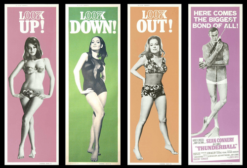 Thunderball 1965 James Bond U.S. Set of 4 Door Panel Original Movie Poster