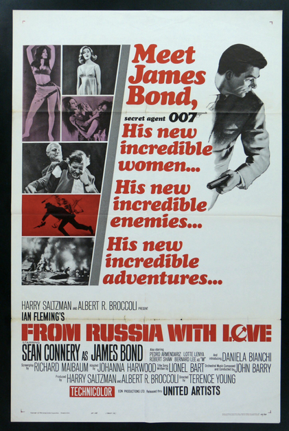 FROM RUSSIA WITH LOVE 1963 US One Sheet Original Movie Poster