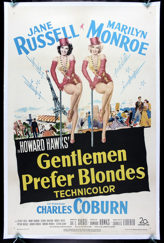 MARILYN MONROE 1953 GENTLEMEN PREFER BLONDES US One Sheet Original Movie Poster