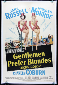 MARILYN MONROE 1953 GENTLEMEN PREFER BLONDES US One Sheet Original Movie Poster