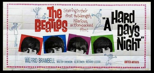 THE BEATLES 1964 A HARD DAY'S NIGHT US 24 Sheet Billboard Original Movie Poster