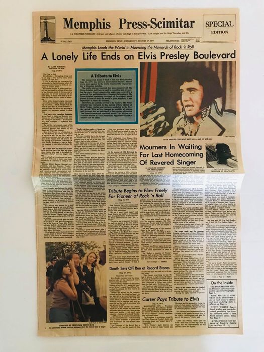 Elvis Original Death Newspapers from 1977
