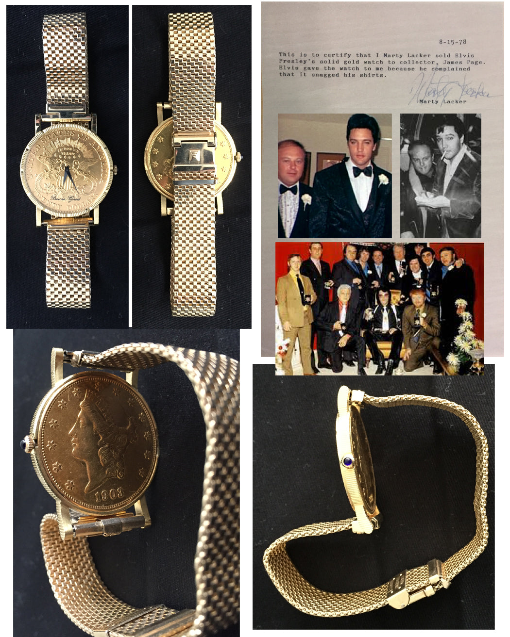 Elvis Presley's Personally Owned Gold 1903 Coin Watch