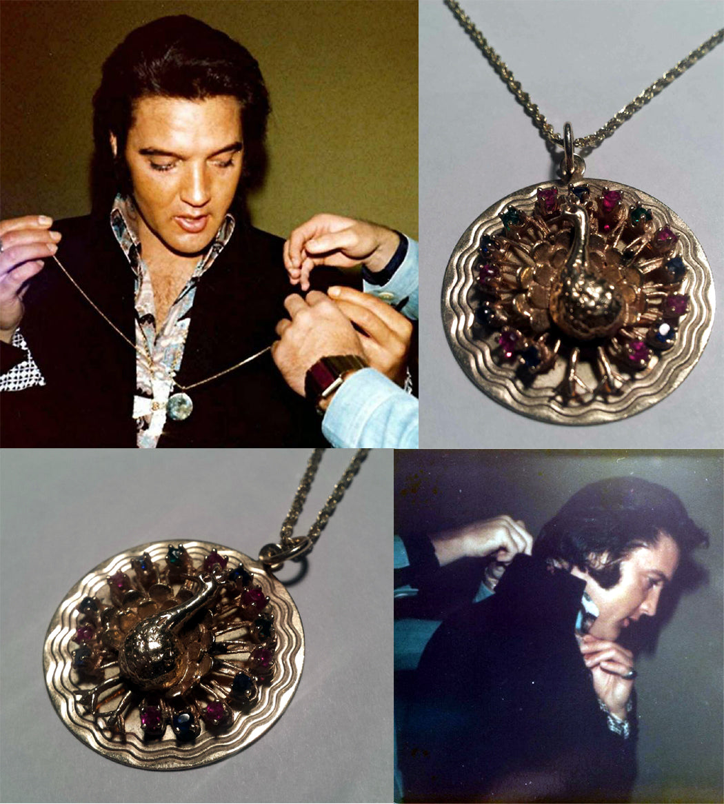 Elvis Presley Personally Owned & Worn Jeweled 3 Dimensional Peacock Pendant